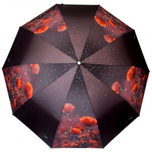 Стильный зонт с маками, 10 спиц, Три Слона, автомат, арт.3103-3